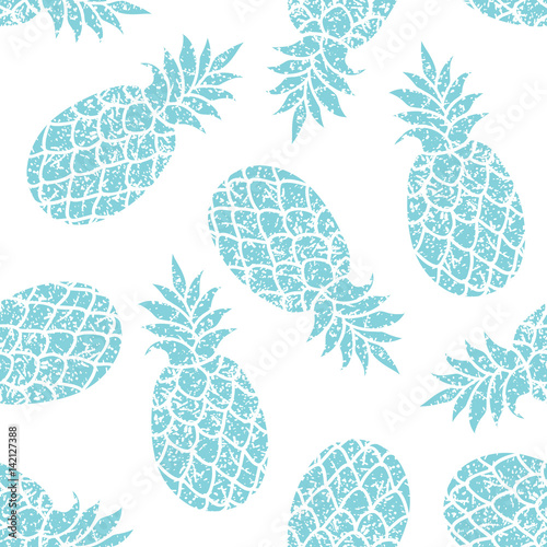 Pineapple vector background. Summer colorful  tropical textile print.