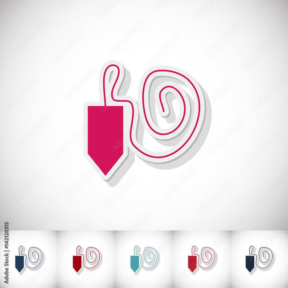 Plummet. Flat sticker with shadow on white background