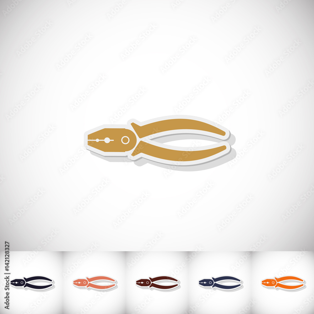 Pliers. Flat sticker with shadow on white background Pliers. Flat sticker with shadow on white background