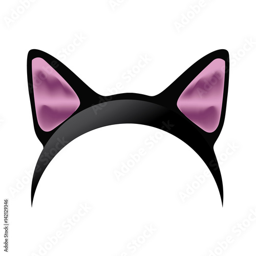 Fun photo booth prop satin cat ear headbands for Christmas, Easter and Halloween costume parties and other celebrations. EPS 10 vector.