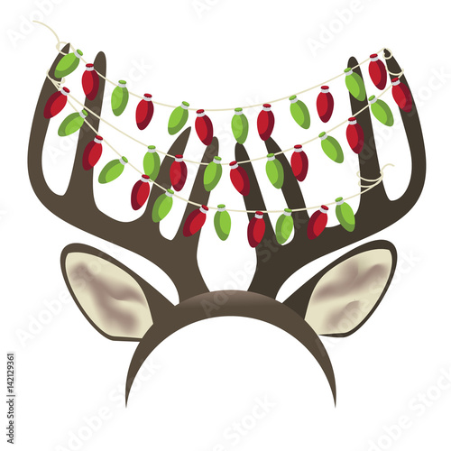 Fun photo booth prop satin reindeer antler ear headbands for Christmas, Easter and Halloween costume parties and other celebrations. EPS 10 vector.