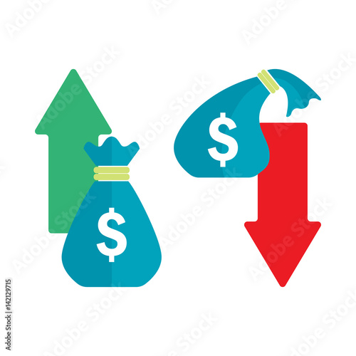 Money bag symbol. Financial investments icon. Budget management vector icon