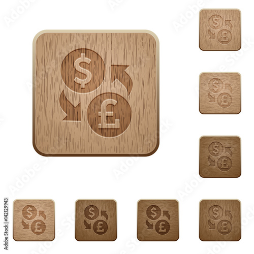 Dollar Pound money exchange wooden buttons