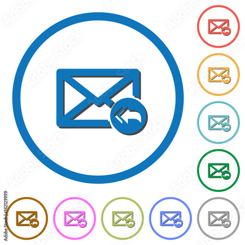 Mail reply to all recipient icons with shadows and outlines