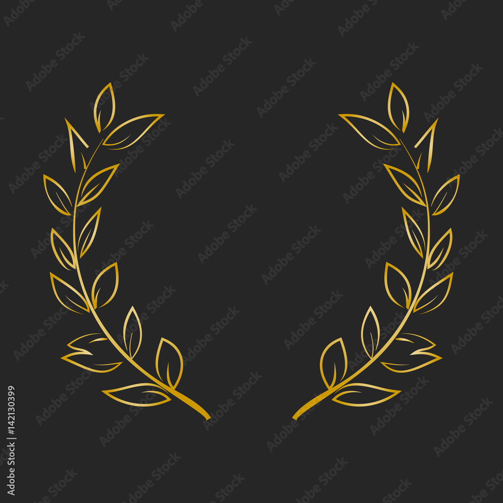 Naklejka premium Gold award laurel wreath on dark background.
