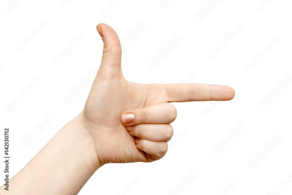 Forefinger direction pointing isolated Forefinger direction pointing isolated