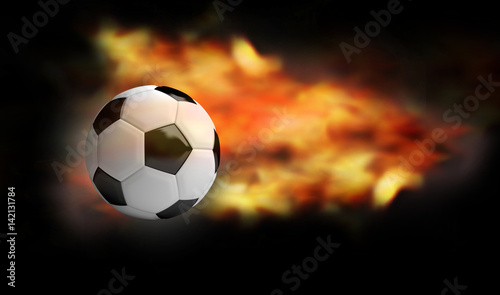 soccer football ball 3d rendering fire flames