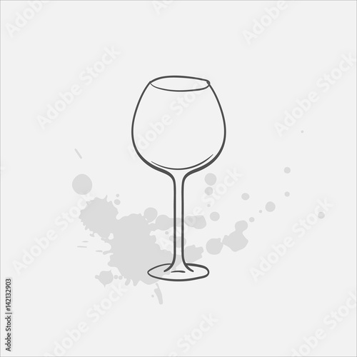 red wine glass vector sketch icon