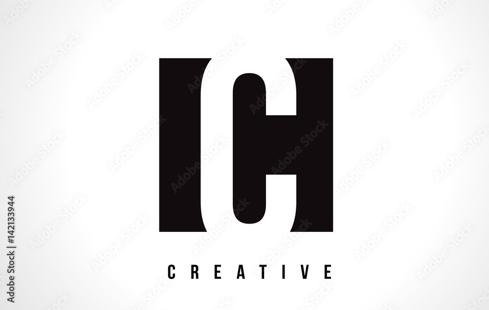 C White Letter Logo Design with Black Square.