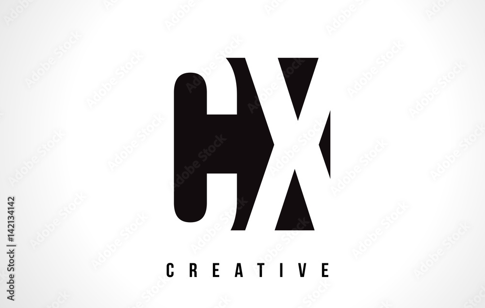 Obraz premium CX C X White Letter Logo Design with Black Square.
