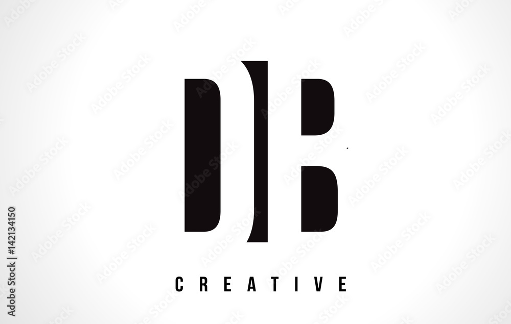 DB D B White Letter Logo Design with Black Square. - obrazy, fototapety, plakaty 