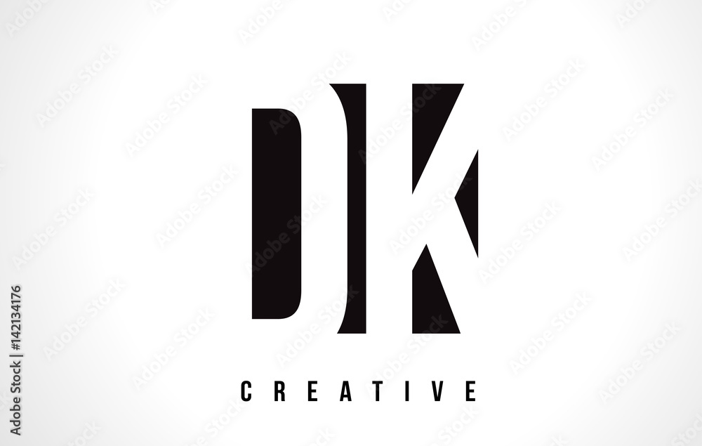 Fototapeta premium DK D K White Letter Logo Design with Black Square.