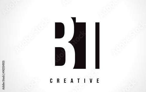 BT B T White Letter Logo Design with Black Square.