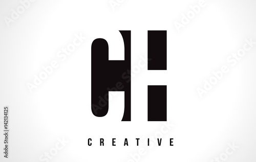 CH C H White Letter Logo Design with Black Square.