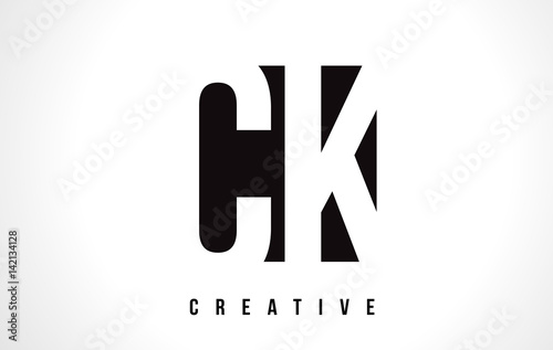 CK C K White Letter Logo Design with Black Square.