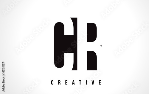 CR C R White Letter Logo Design with Black Square.