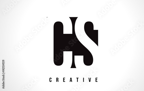 CS C S White Letter Logo Design with Black Square.