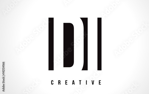 DI D I White Letter Logo Design with Black Square.