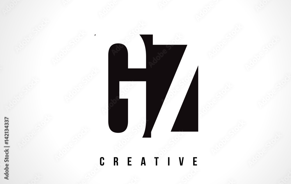 GZ G Z White Letter Logo Design with Black Square. Stock Vector | Adobe ...
