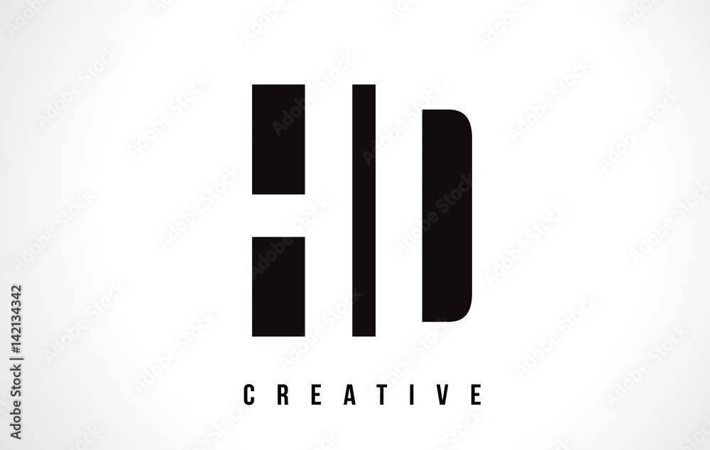 HD H D White Letter Logo Design with Black Square. HD H D White Letter Logo Design with Black Square.