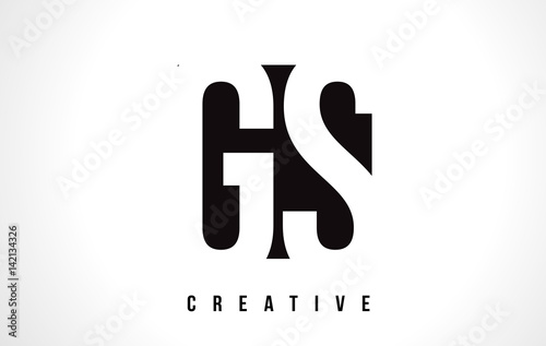 GS G S White Letter Logo Design with Black Square.