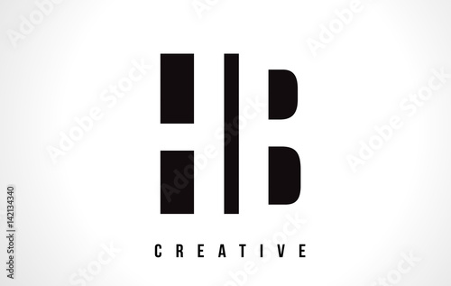 HB H B White Letter Logo Design with Black Square.