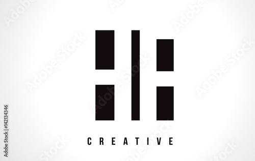 HF H F White Letter Logo Design with Black Square.