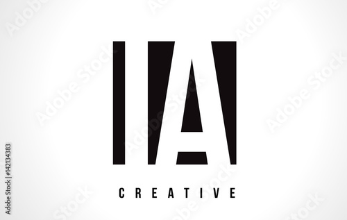 IA I A White Letter Logo Design with Black Square.