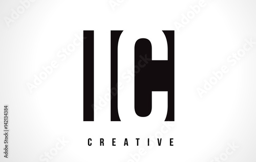 IC I C White Letter Logo Design with Black Square.