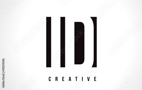 ID I D White Letter Logo Design with Black Square.