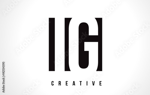 IG I Q White Letter Logo Design with Black Square.