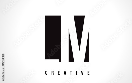 LM L M White Letter Logo Design with Black Square.