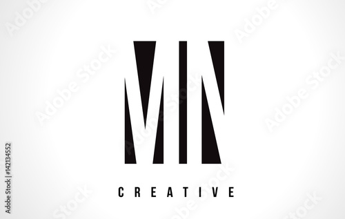 MN M N White Letter Logo Design with Black Square.