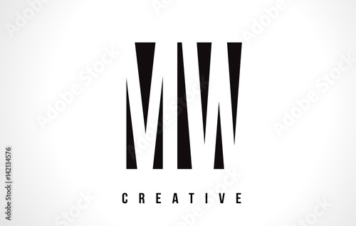 MW M W White Letter Logo Design with Black Square.