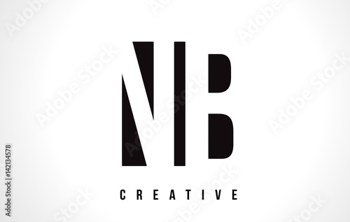 NB N B White Letter Logo Design with Black Square.