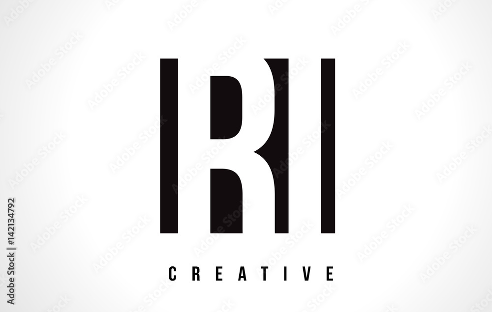 RI R I White Letter Logo Design with Black Square. RI R I White Letter Logo Design with Black Square.
