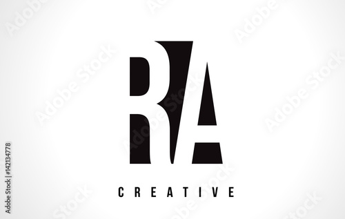 RA R Q White Letter Logo Design with Black Square.
