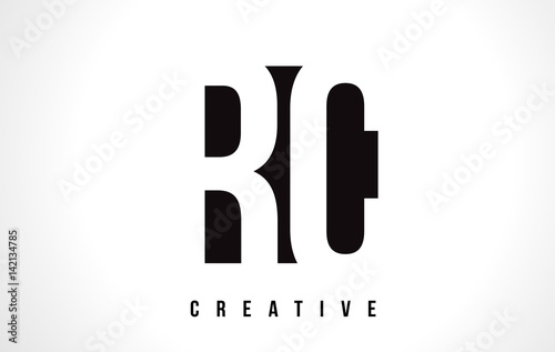 RC R C White Letter Logo Design with Black Square.