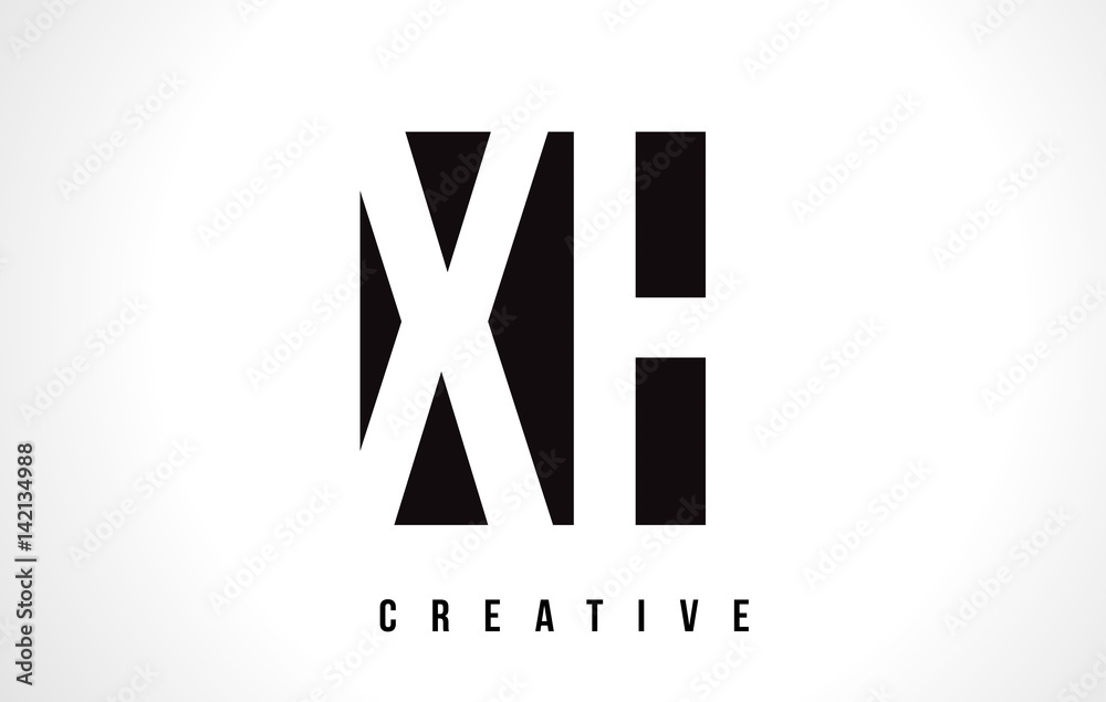 XH X H White Letter Logo Design with Black Square. XH X H White Letter Logo Design with Black Square.