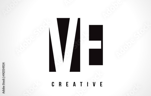 VE V E White Letter Logo Design with Black Square.
