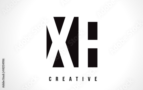 XF X F White Letter Logo Design with Black Square.
