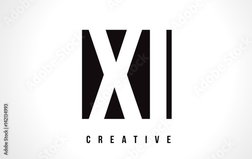 XI X I White Letter Logo Design with Black Square.