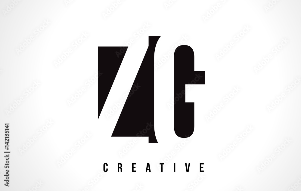 ZG Z G White Letter Logo Design with Black Square.