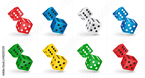 Vector game illustration. Six sided casino Dice isolated on white background. Gambling template