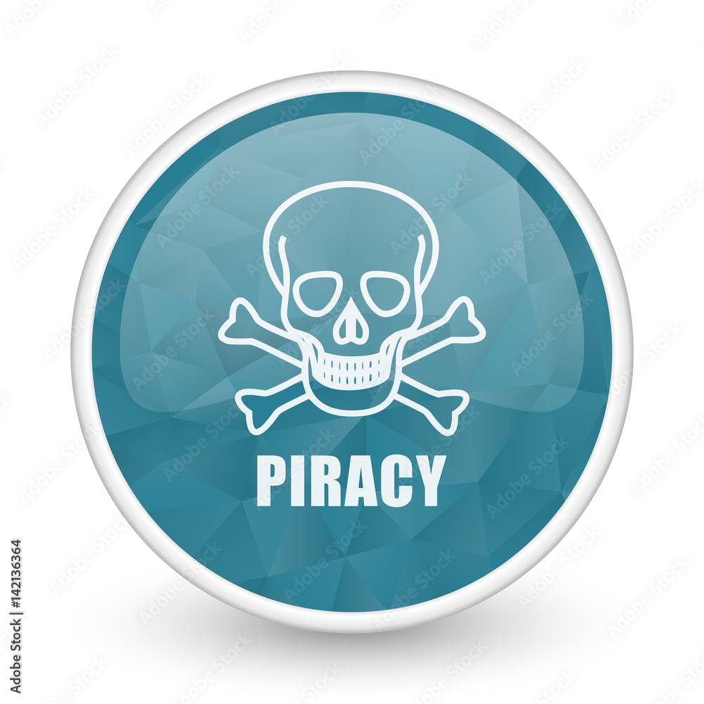 Piracy skull brillant crystal design round blue web icon.