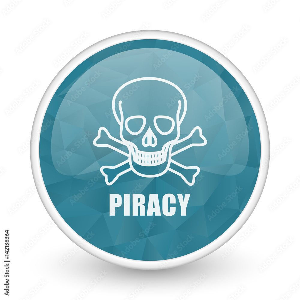 Piracy skull brillant crystal design round blue web icon. Piracy skull brillant crystal design round blue web icon.