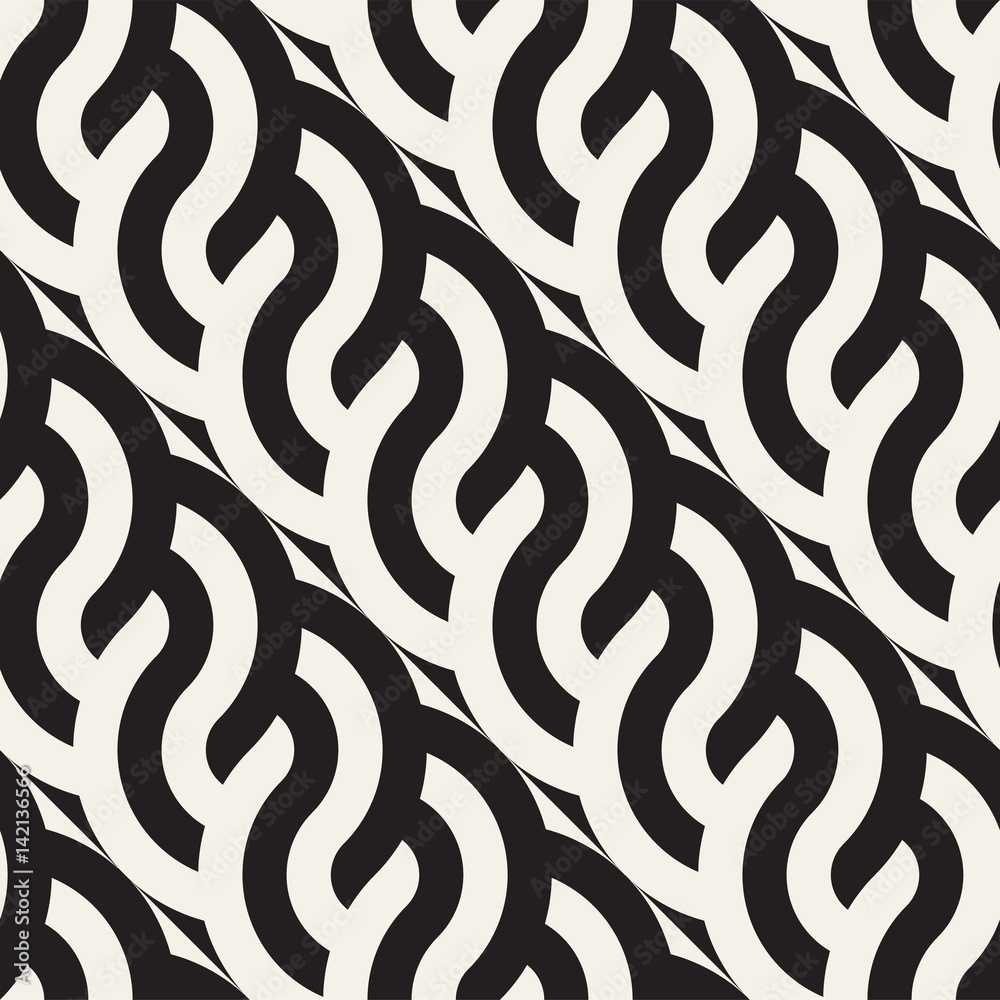 Fototapeta premium Seamless geometric pattern. Abstract stripy geometric background. Stylish vector rounded lines print