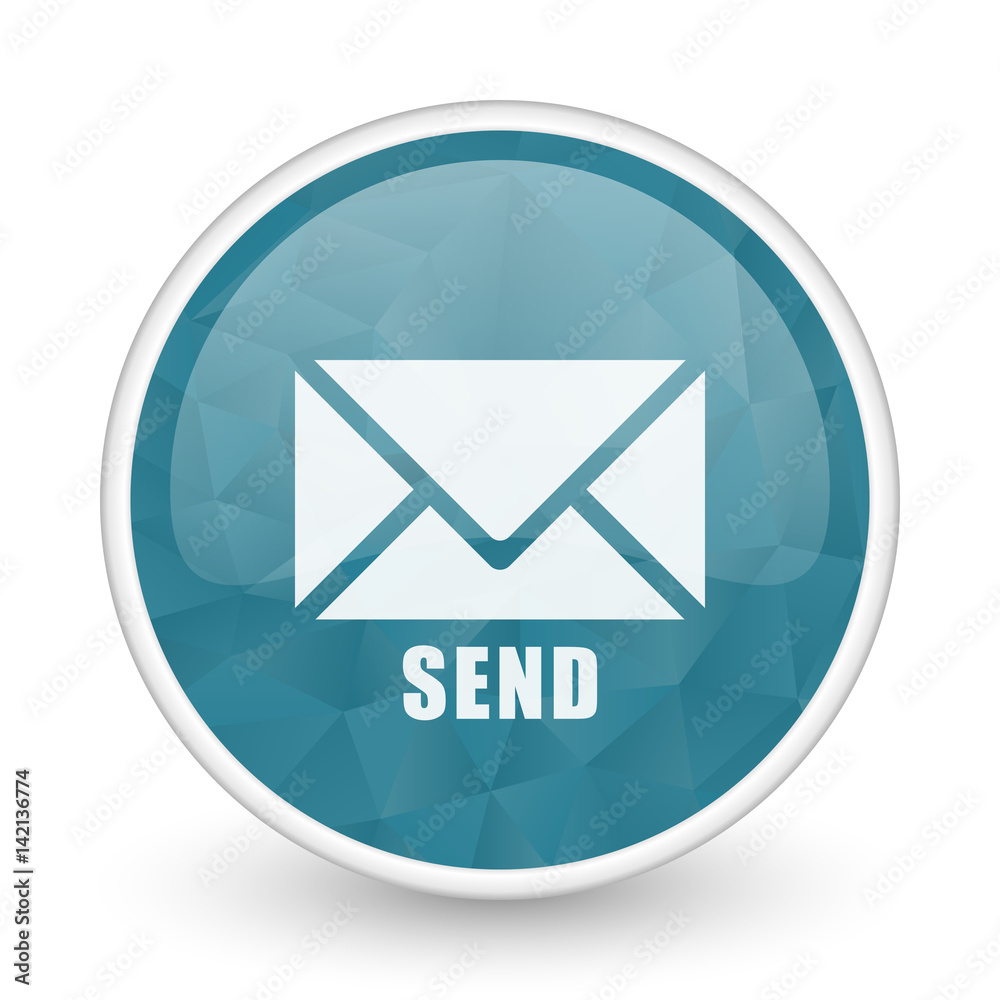 Send brillant crystal design round blue web icon. Send brillant crystal design round blue web icon.