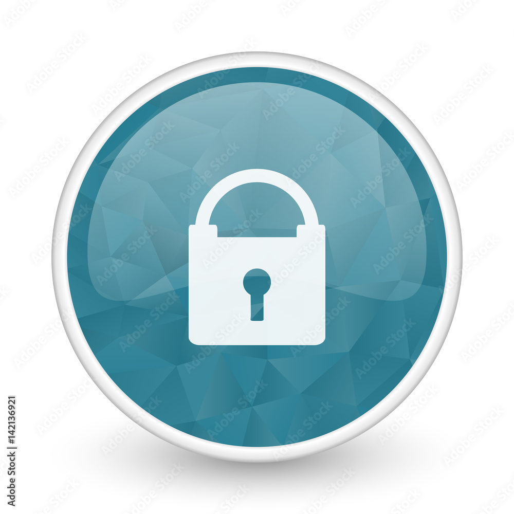 Padlock brillant crystal design round blue web icon. Padlock brillant crystal design round blue web icon.