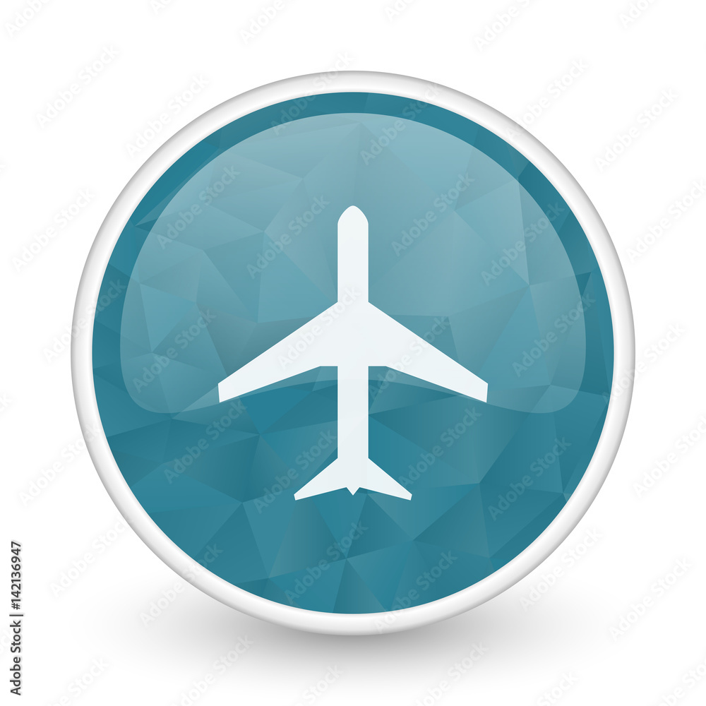 Plane brillant crystal design round blue web icon.